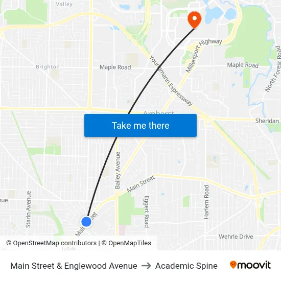 Main Street & Englewood Avenue to Academic Spine map