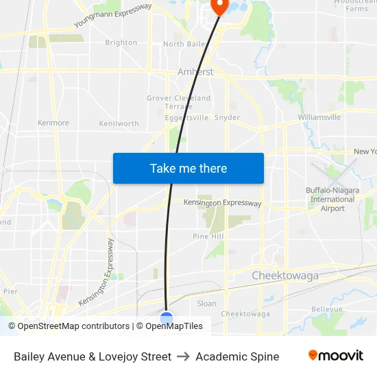 Bailey Avenue & Lovejoy Street to Academic Spine map