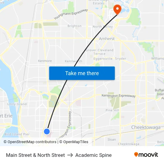 Main Street & North Street to Academic Spine map