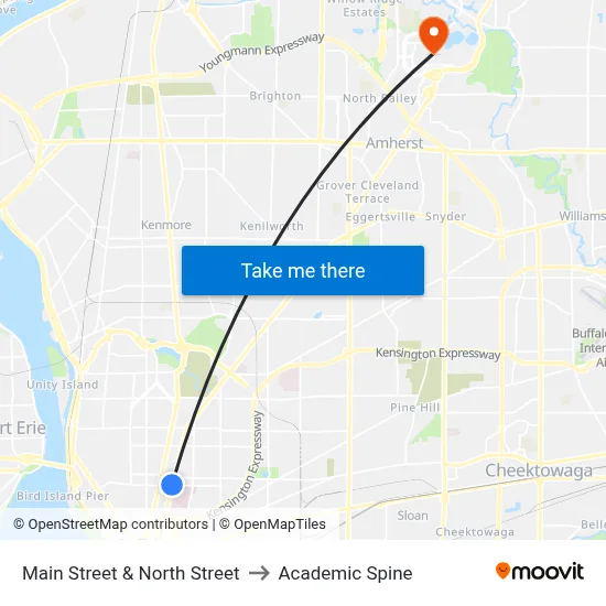 Main Street & North Street to Academic Spine map