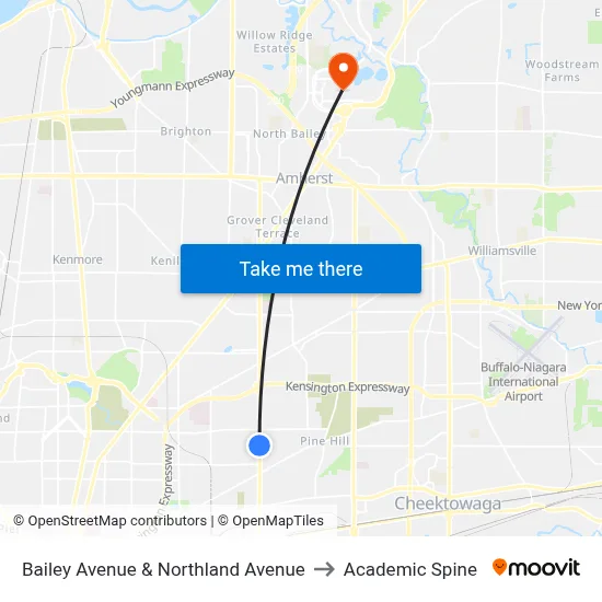 Bailey Avenue & Northland Avenue to Academic Spine map