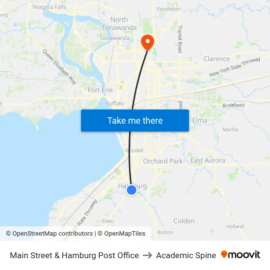 Main Street & Hamburg Post Office to Academic Spine map
