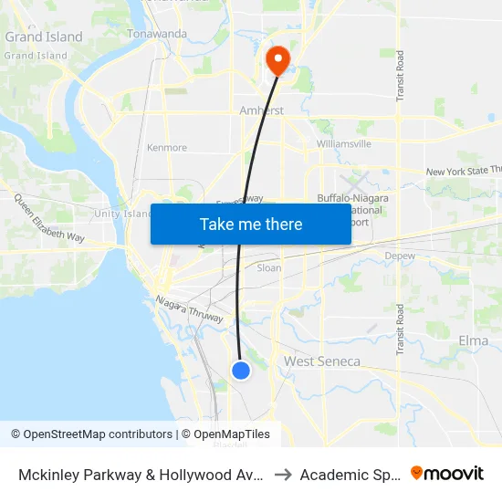 Mckinley Parkway & Hollywood Avenue to Academic Spine map