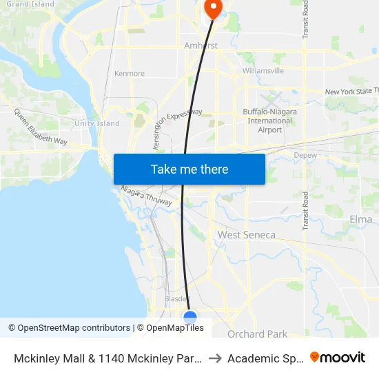 Mckinley Mall & 1140 Mckinley Parkway to Academic Spine map