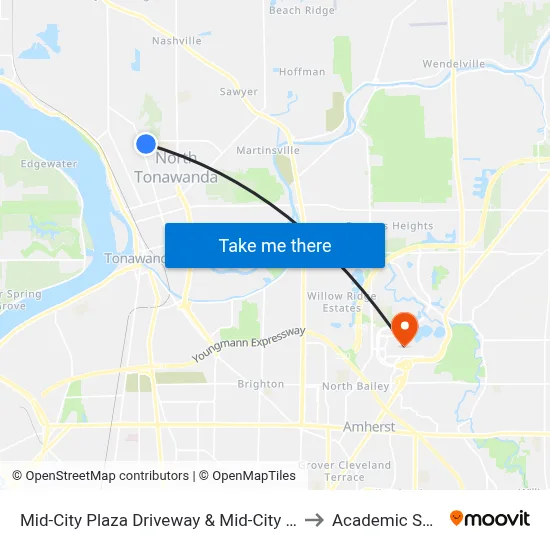 Mid-City Plaza Driveway & Mid-City Plaza to Academic Spine map