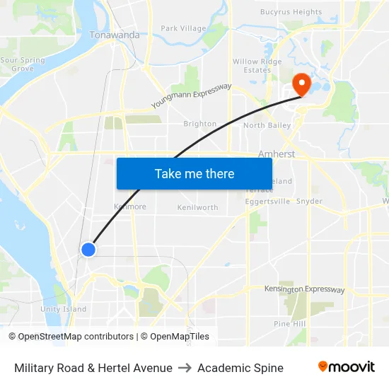Military Road & Hertel Avenue to Academic Spine map