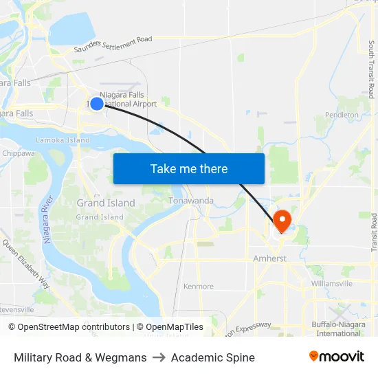 Military Road & Wegmans to Academic Spine map