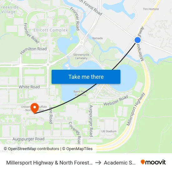 Millersport Highway & North Forest Road to Academic Spine map