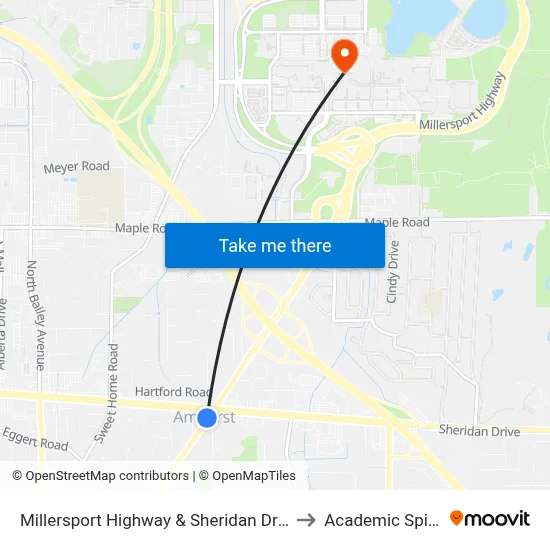 Millersport Highway & Sheridan Drive to Academic Spine map