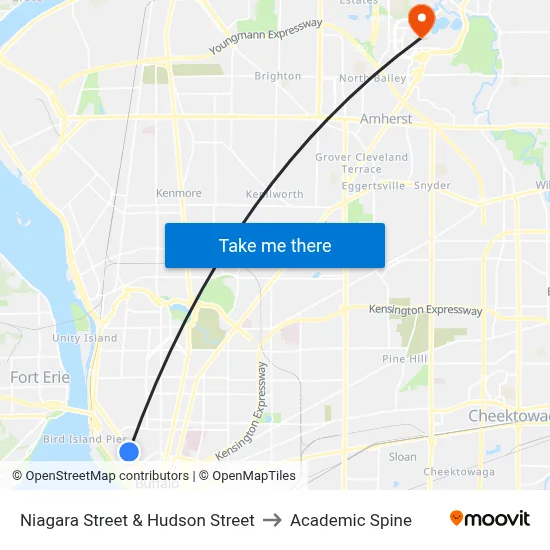 Niagara Street & Hudson Street to Academic Spine map