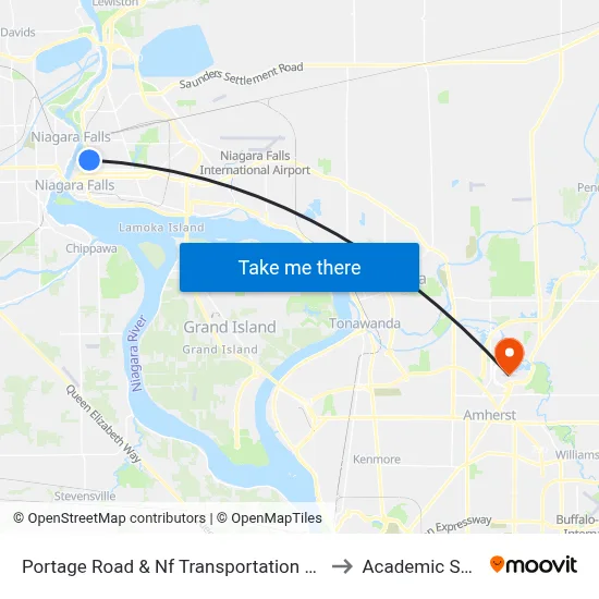 Portage Road & Nf Transportation Center to Academic Spine map
