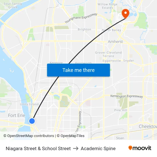 Niagara Street & School Street to Academic Spine map