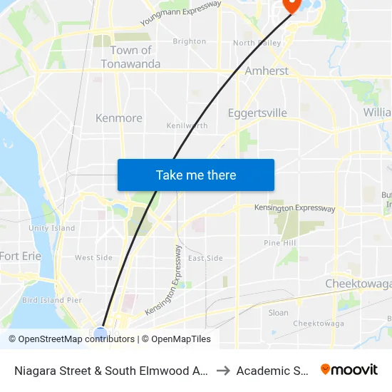 Niagara Street & South Elmwood Avenue to Academic Spine map