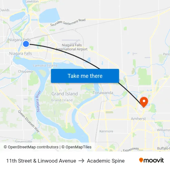 11th Street & Linwood Avenue to Academic Spine map