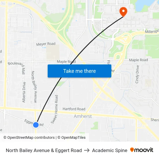 North Bailey Avenue & Eggert Road to Academic Spine map