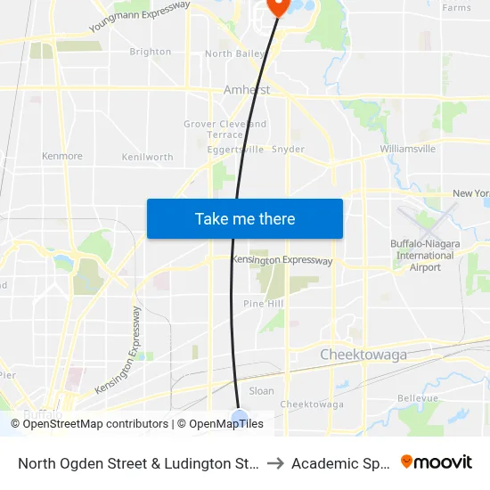 North Ogden Street & Ludington Street to Academic Spine map