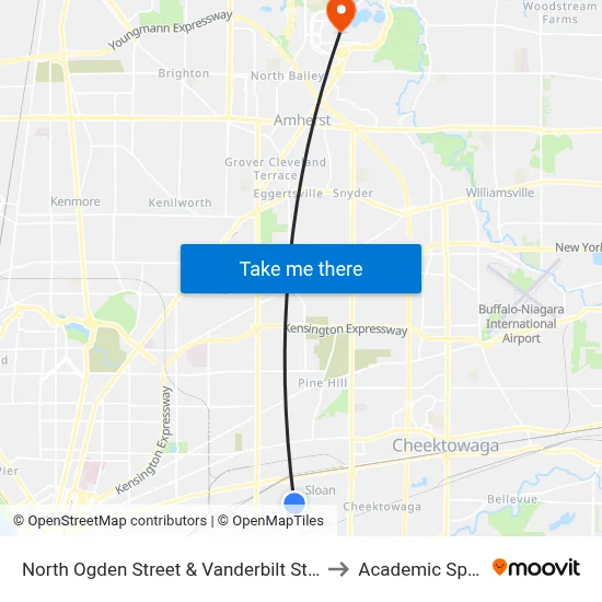 North Ogden Street & Vanderbilt Street to Academic Spine map