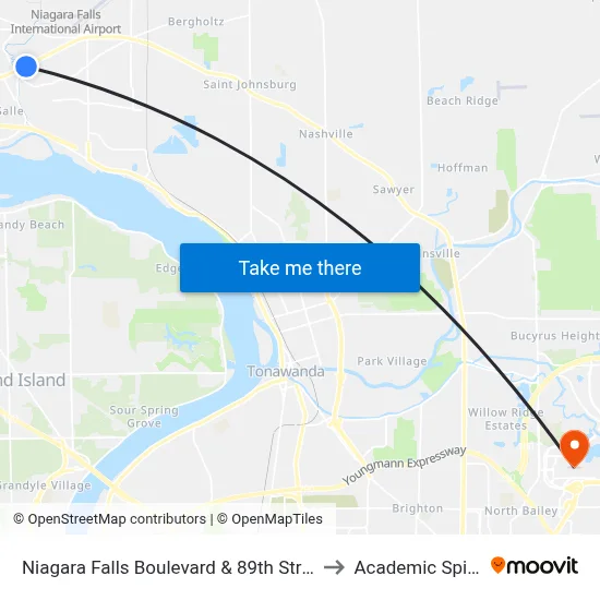 Niagara Falls Boulevard & 89th Street to Academic Spine map