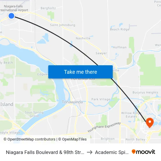 Niagara Falls Boulevard & 98th Street to Academic Spine map