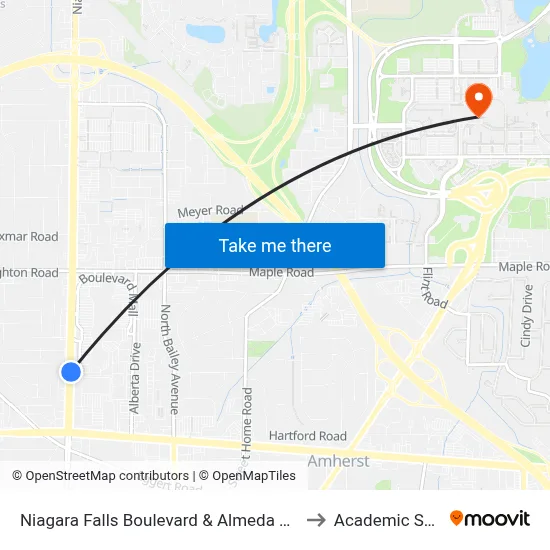 Niagara Falls Boulevard & Almeda Avenue to Academic Spine map