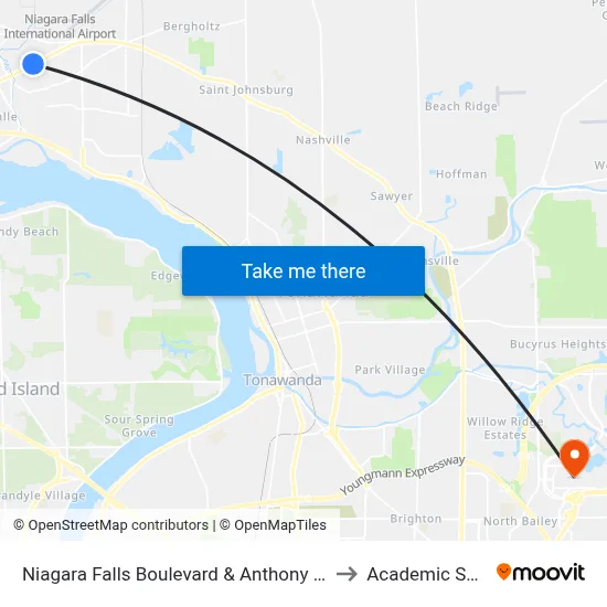 Niagara Falls Boulevard & Anthony Street to Academic Spine map