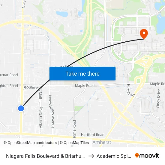 Niagara Falls Boulevard & Briarhurst to Academic Spine map