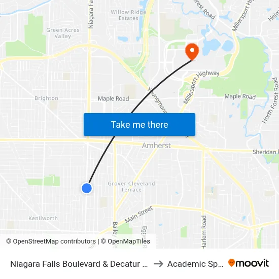 Niagara Falls Boulevard & Decatur Road to Academic Spine map