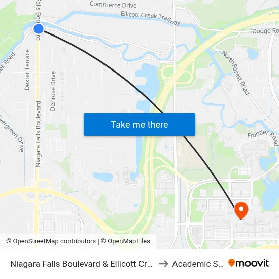Niagara Falls Boulevard & Ellicott Creek Road to Academic Spine map