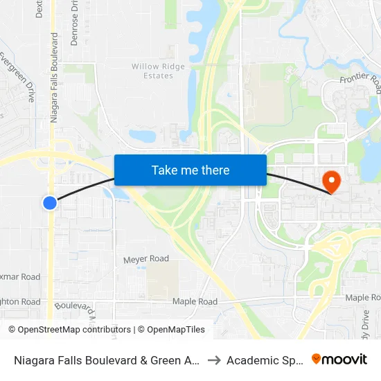 Niagara Falls Boulevard & Green Acres to Academic Spine map