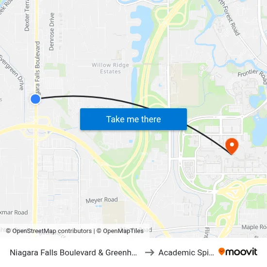 Niagara Falls Boulevard & Greenhaven to Academic Spine map