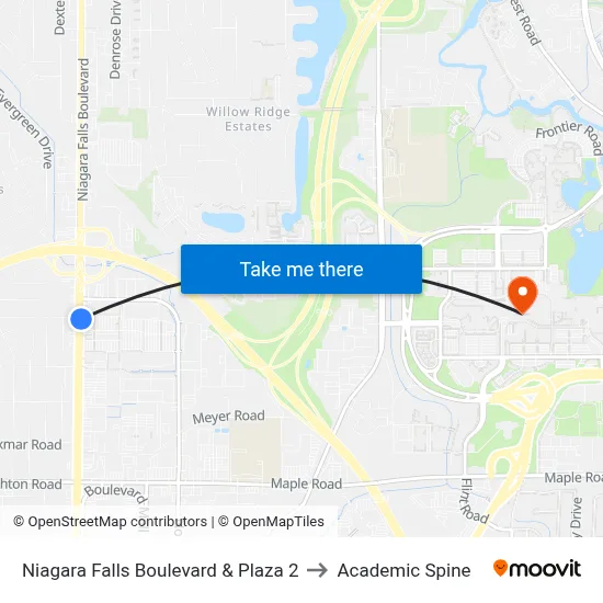 Niagara Falls Boulevard & Plaza 2 to Academic Spine map