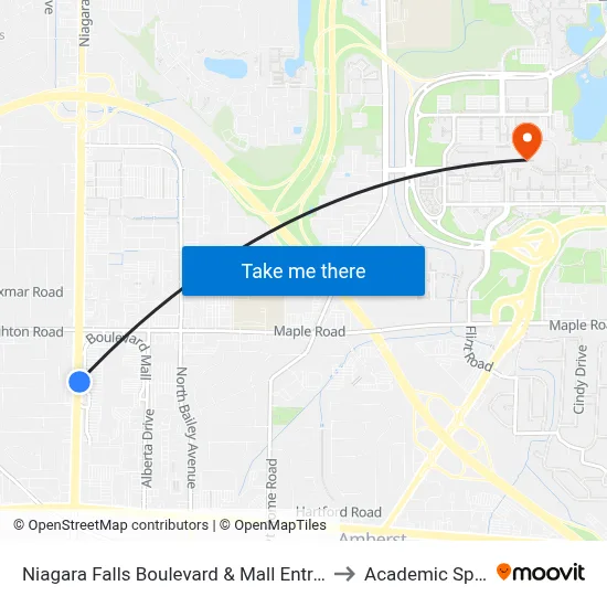 Niagara Falls Boulevard & Mall Entrance to Academic Spine map