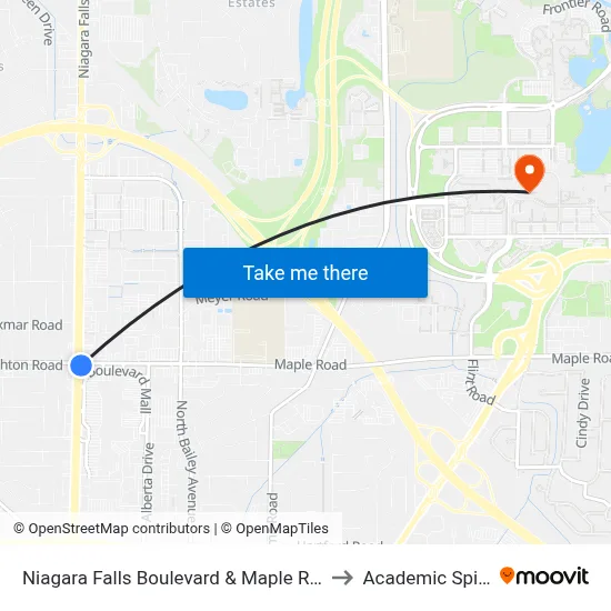 Niagara Falls Boulevard & Maple Road to Academic Spine map