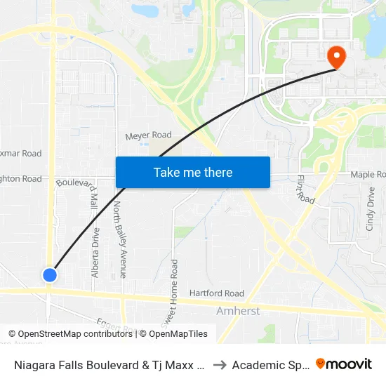 Niagara Falls Boulevard & Tj Maxx Plaza to Academic Spine map