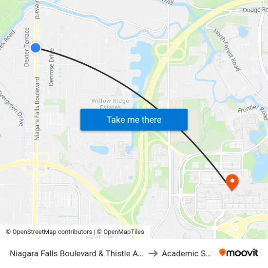 Niagara Falls Boulevard & Thistle Avenue to Academic Spine map