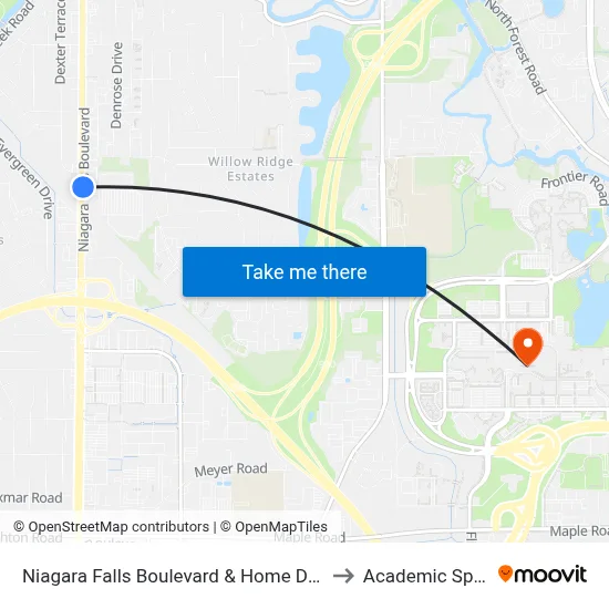 Niagara Falls Boulevard & Home Depot to Academic Spine map