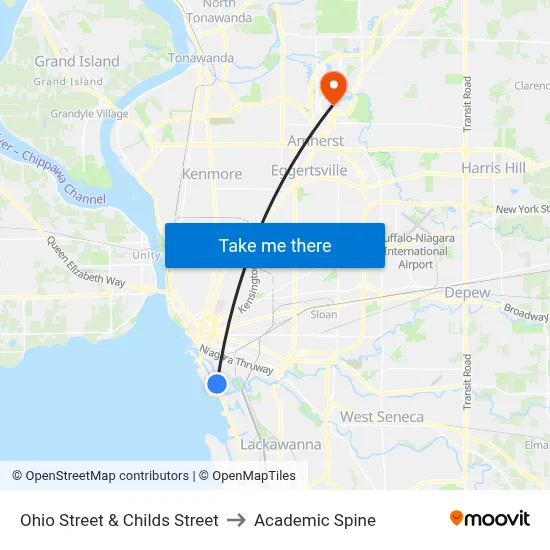 Ohio Street & Childs Street to Academic Spine map