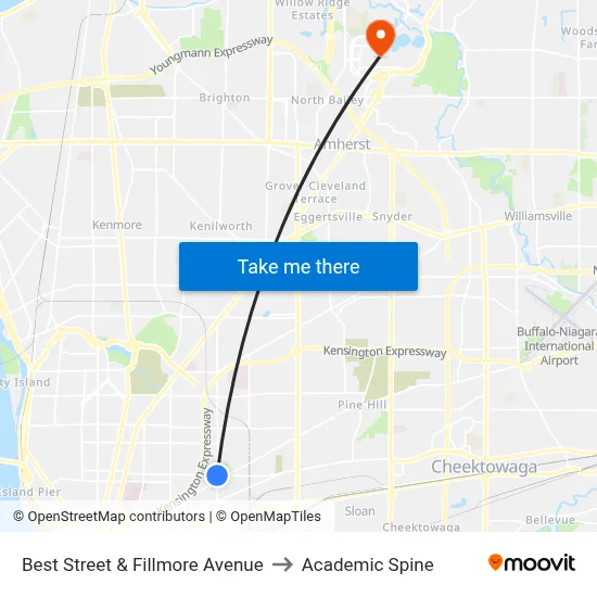 Best Street & Fillmore Avenue to Academic Spine map