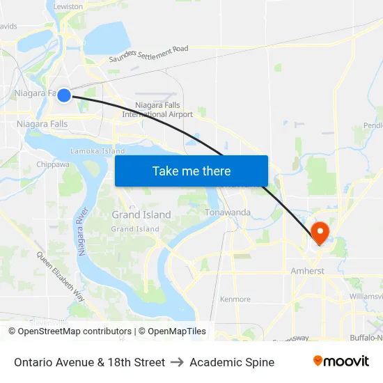 Ontario Avenue & 18th Street to Academic Spine map