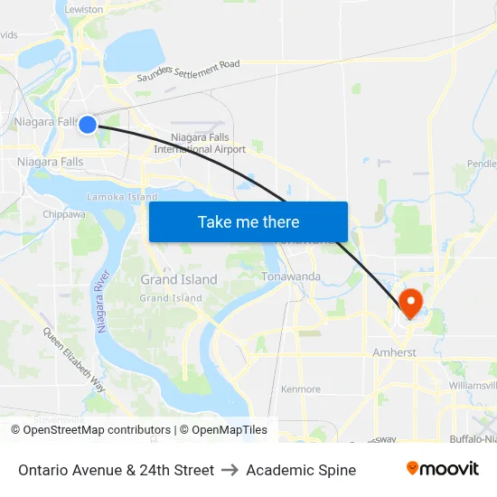 Ontario Avenue & 24th Street to Academic Spine map