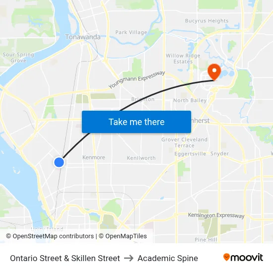 Ontario Street & Skillen Street to Academic Spine map
