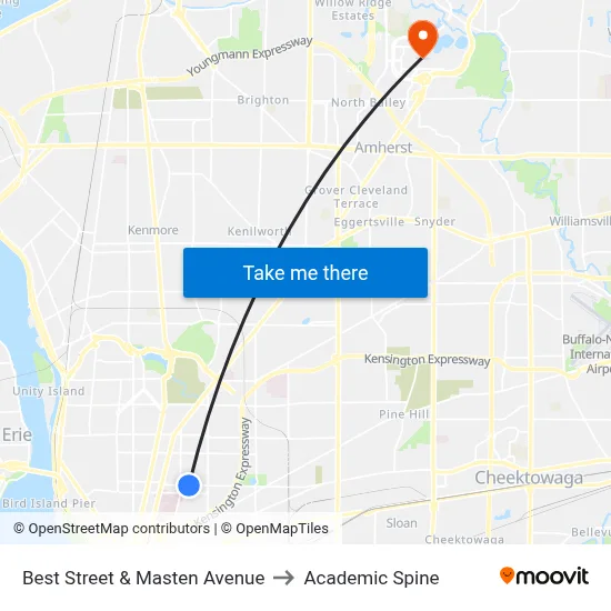 Best Street & Masten Avenue to Academic Spine map