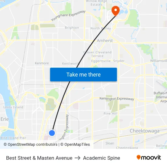 Best Street & Masten Avenue to Academic Spine map