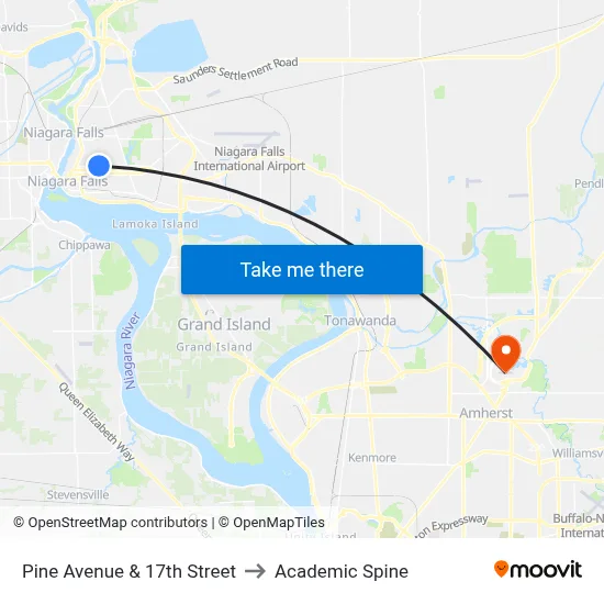 Pine Avenue & 17th Street to Academic Spine map