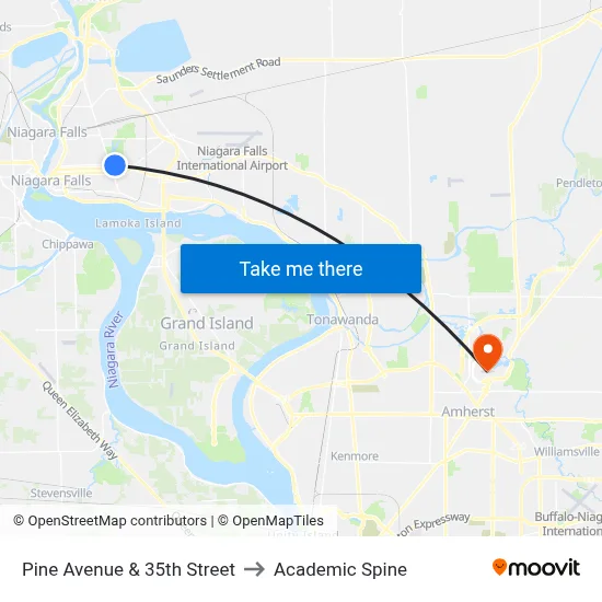 Pine Avenue & 35th Street to Academic Spine map