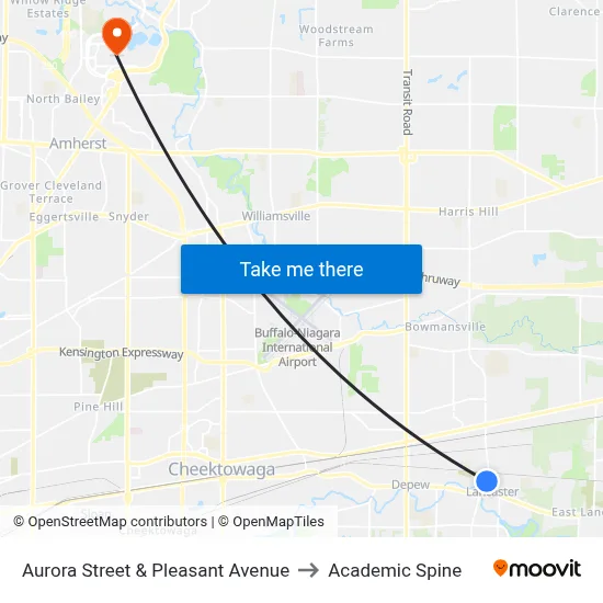 Aurora Street & Pleasant Avenue to Academic Spine map