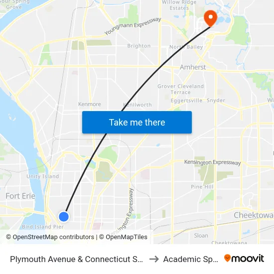 Plymouth Avenue & Connecticut Street to Academic Spine map