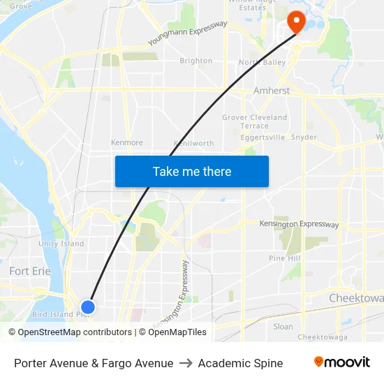 Porter Avenue & Fargo Avenue to Academic Spine map