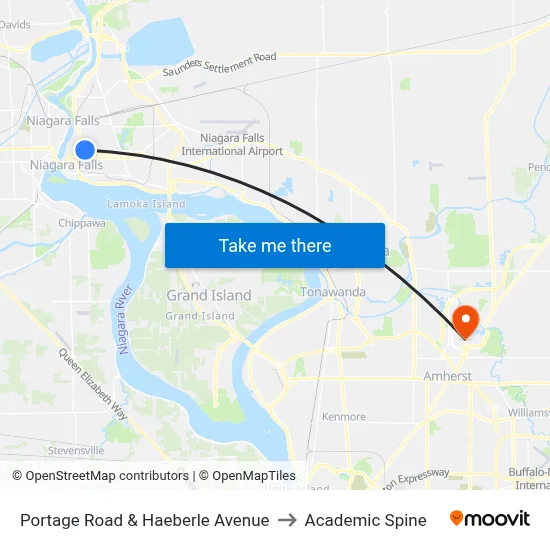 Portage Road & Haeberle Avenue to Academic Spine map