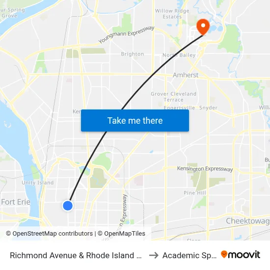 Richmond Avenue & Rhode Island Street to Academic Spine map